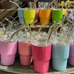 2 - 3oz Tumblers w/Lids & Straws